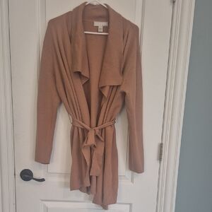 Cozy Tan Belted Cardigan